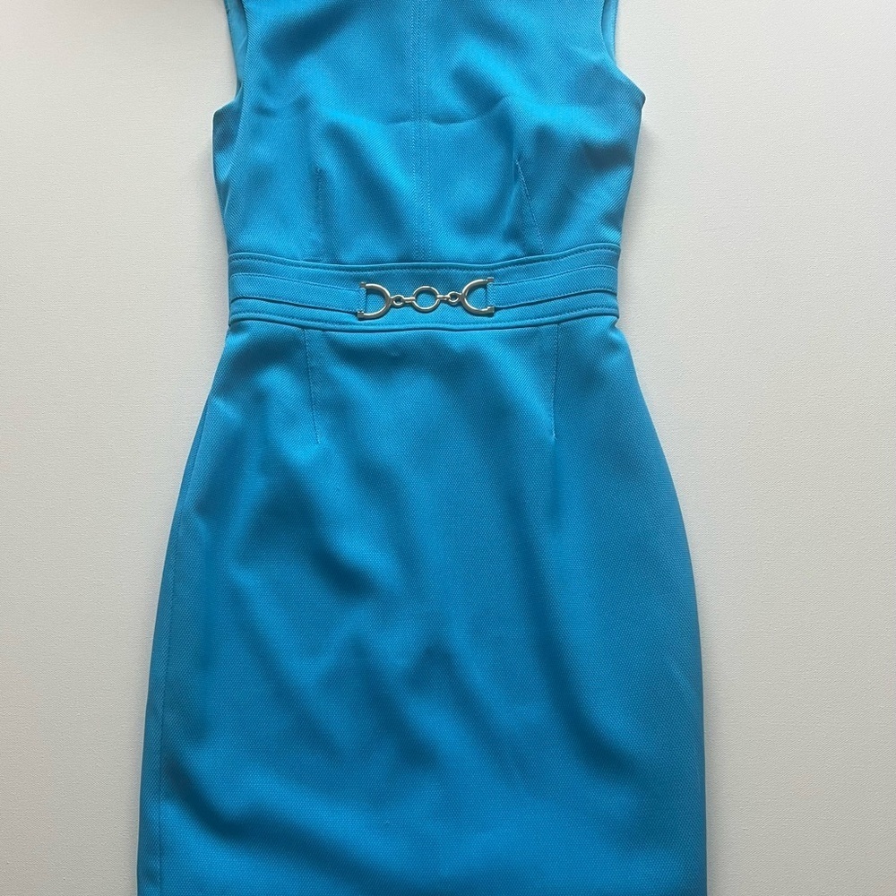EUC Tahari Arthurs Levine Sleeveless Dress Size 4 Turquoise (F1) - Picture 2 of 9